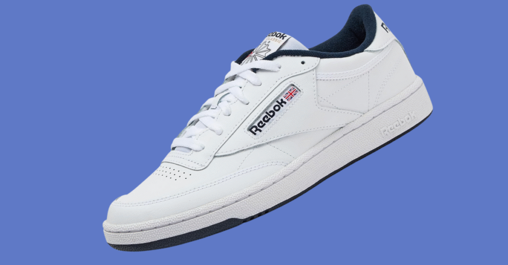 Reebok Men’s Club C 85 Tennis Shoes – classic white leather sneakers for casual fashion and comfort.